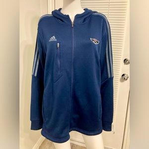 Adidas Climawarm track jacket in navy blue.  Size - L